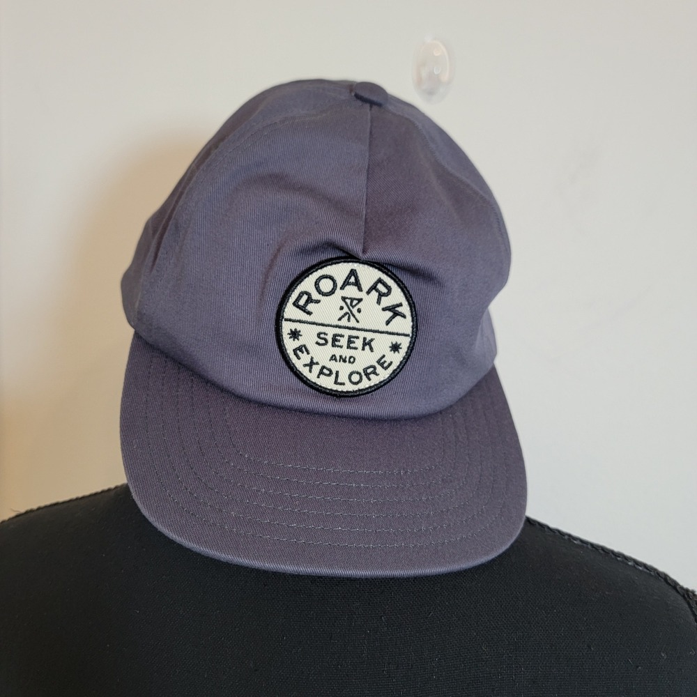 Roark Layover Hat Blue Grey Seek and Explore Patch Adjustable Strapback NEW